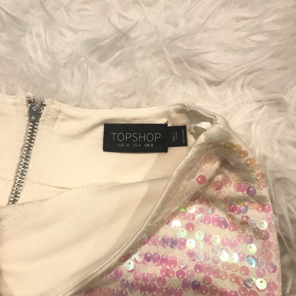 Topshop Pink Sequin Mini Skirt Iridescent Party Summer Size 4 - Picture 3 of 4